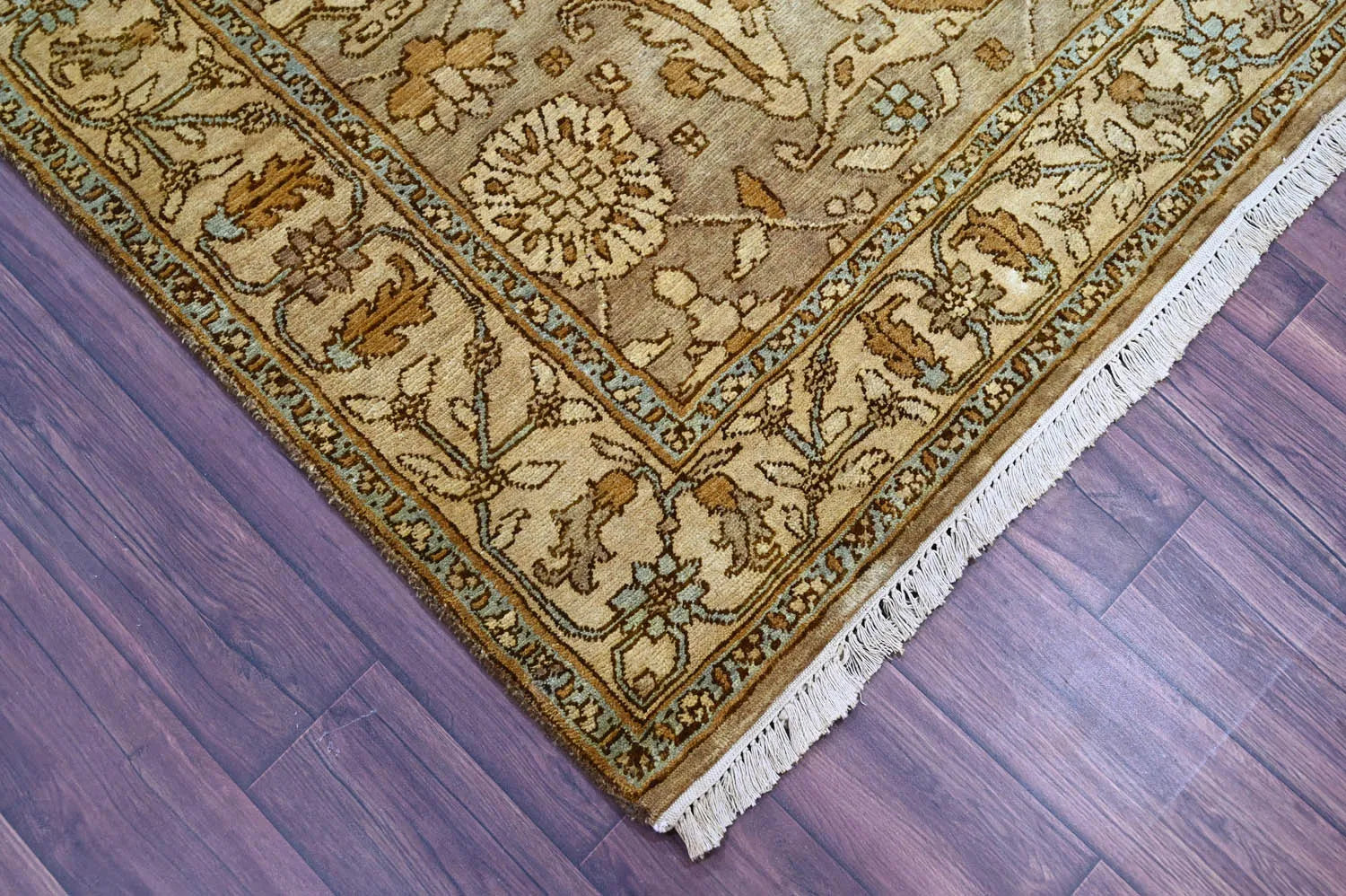 LoomBloom 6x9 Gold Hand Knotted Traditional Turkish Oushak Wool Oriental Area Rug-2