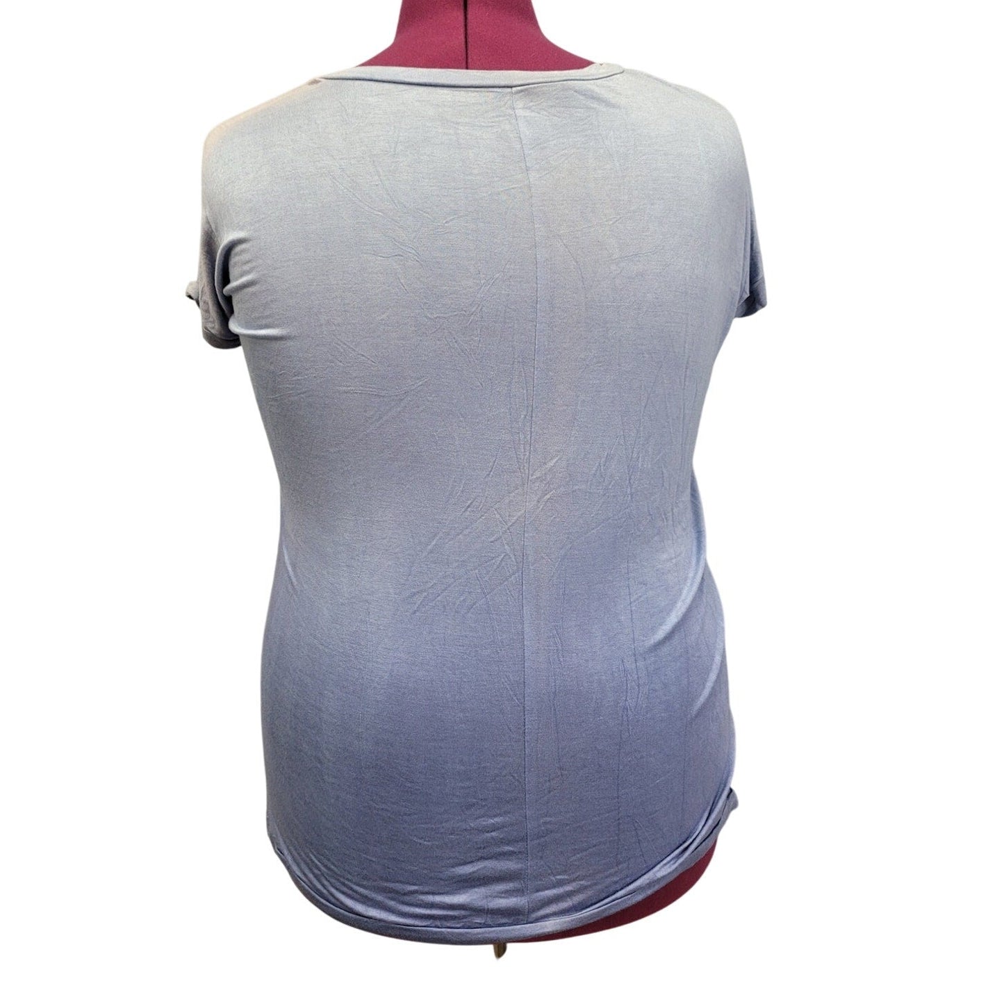 Oh Concept Collection Womens L/XL Short Sleeve V Neck Ombre Tee Shirt