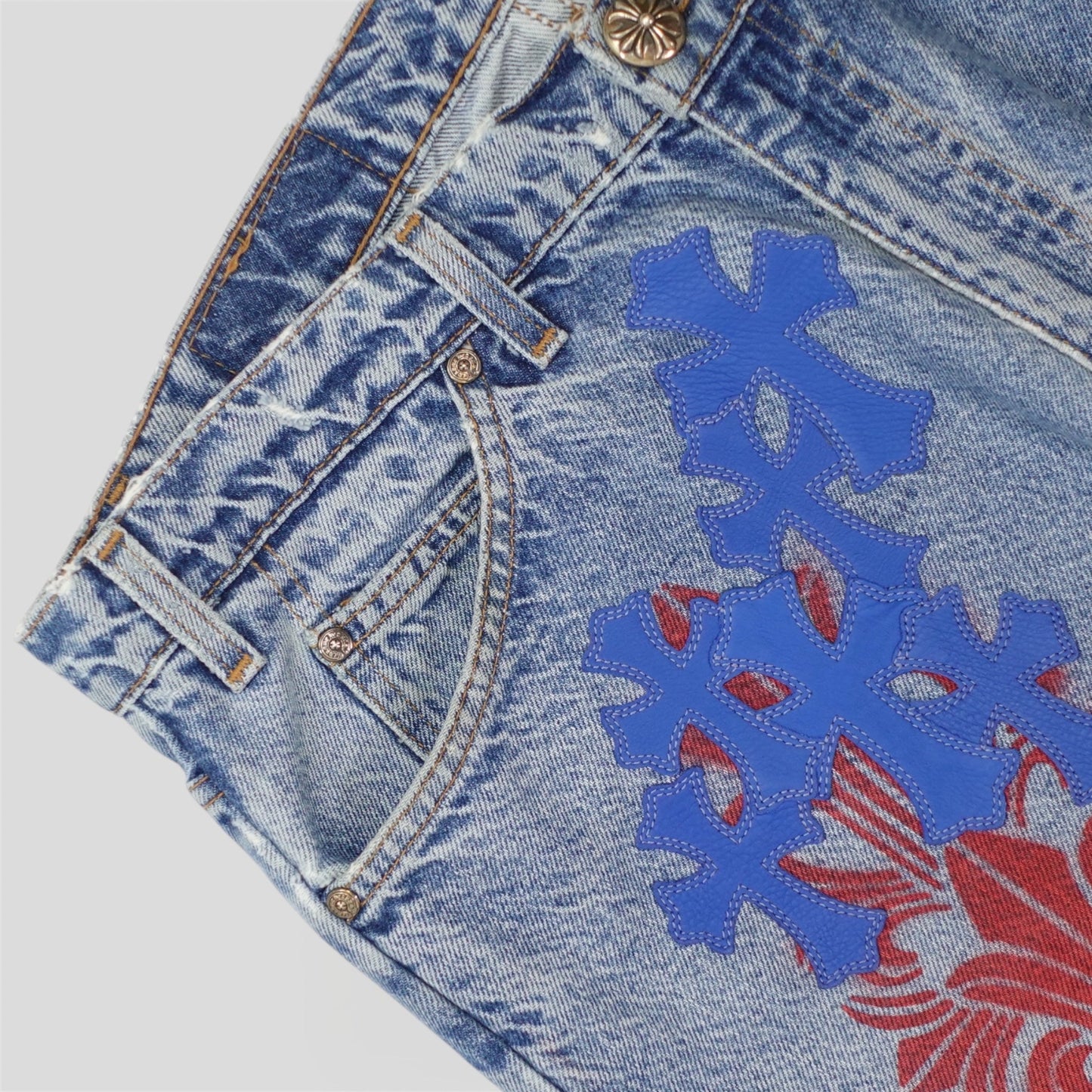 Chrome Hearts Cross Patch Stencil Jeans