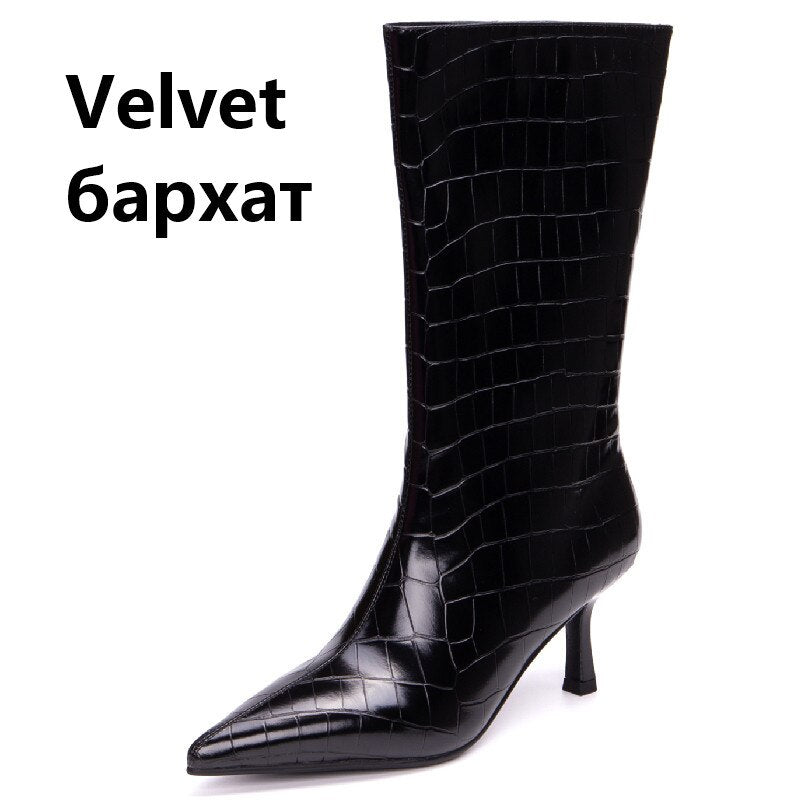 Pointed Toe Thin High Heels Women Mid-Calf Boots Autumn Winter Fashion Party Casual Shoes Autumn Winter Brand New
