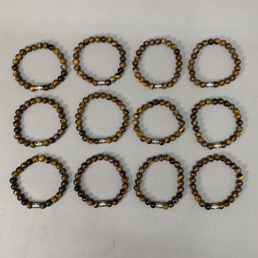 BEST WHOLESALE (12 PACK) Beaded Dark Brown Crystal Bracelets 3" Silver Cuff New