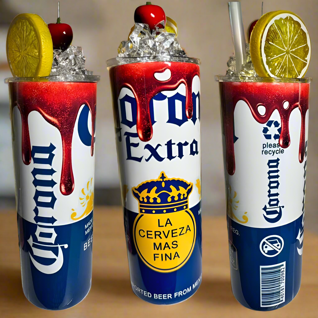 Corona Drip 20oz Skinny Tumbler with 3D Decorative Lid Topper