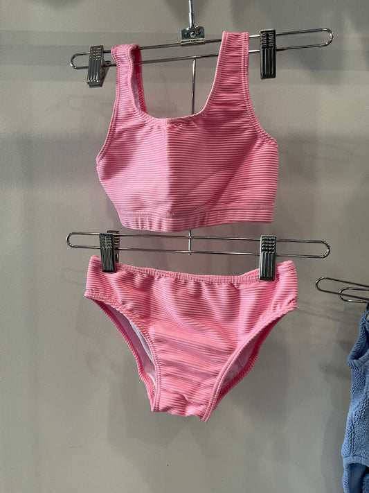 Planet Sea - 2 Pc Pink Ribbed Bikini