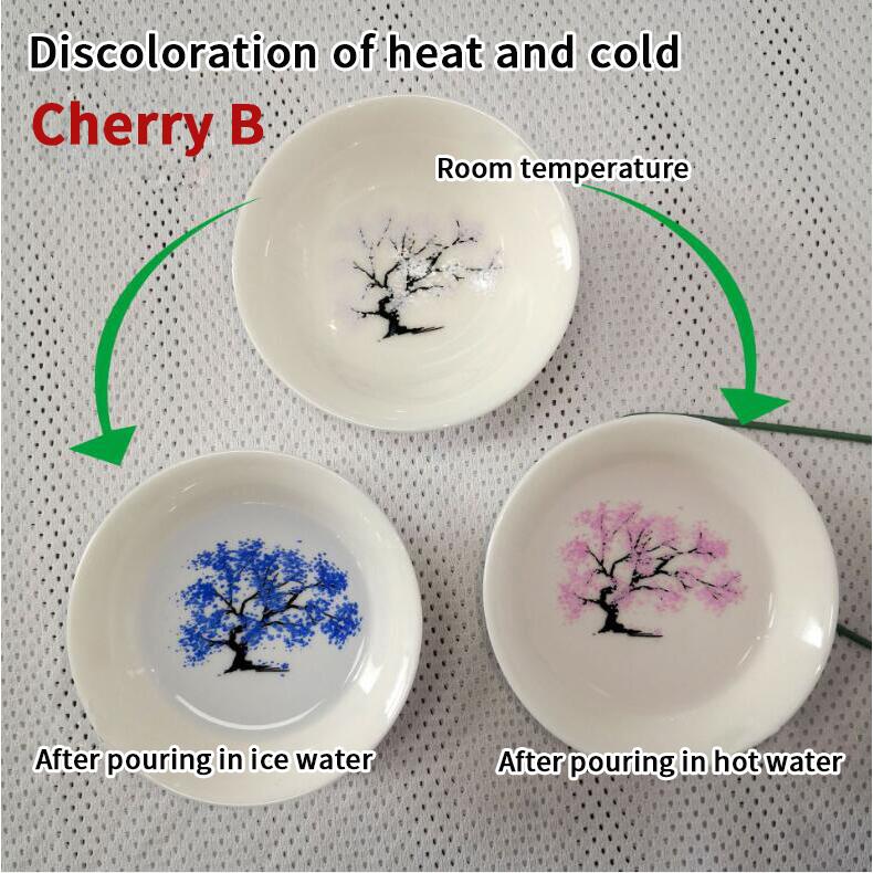 Japanese-style Cherry flower plum flower Sake Cup Water-stained Discoloration Cup Bowl Ceramic White Wine Peach Blossom Cup