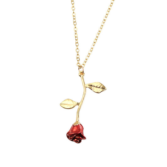 Creative red rose pendant necklace for girlfriend Valentine's Day gift