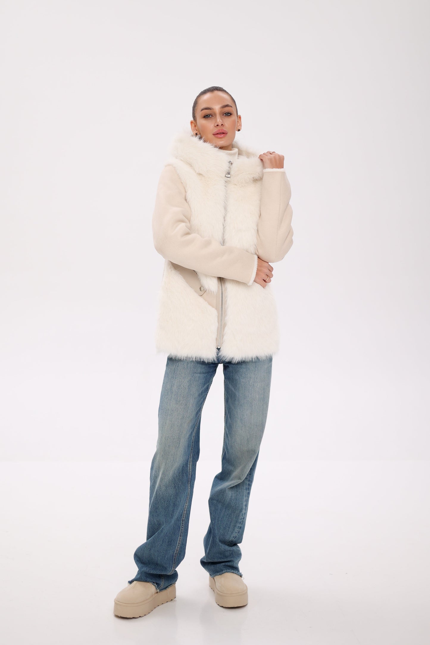 ⇆ Reversible Hooded Eco-Suede Jacket