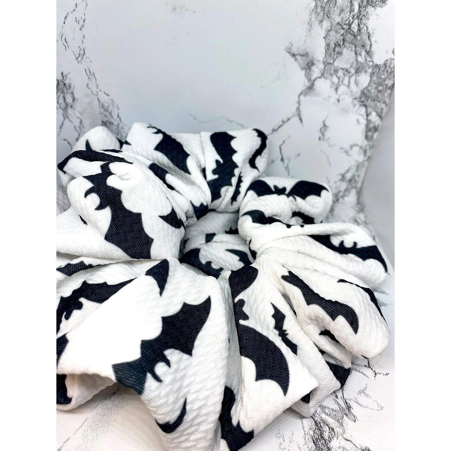 White Bats Halloween Bullet Scrunchie