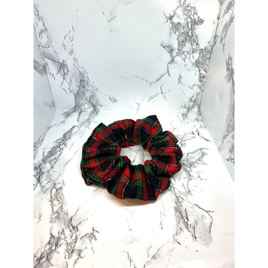 Mini Gold Sparkle Plaid Christmas Scrunchie