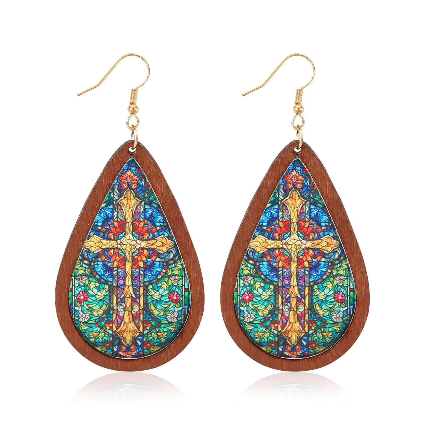 Bohemian Wood Teardrop Earrings
