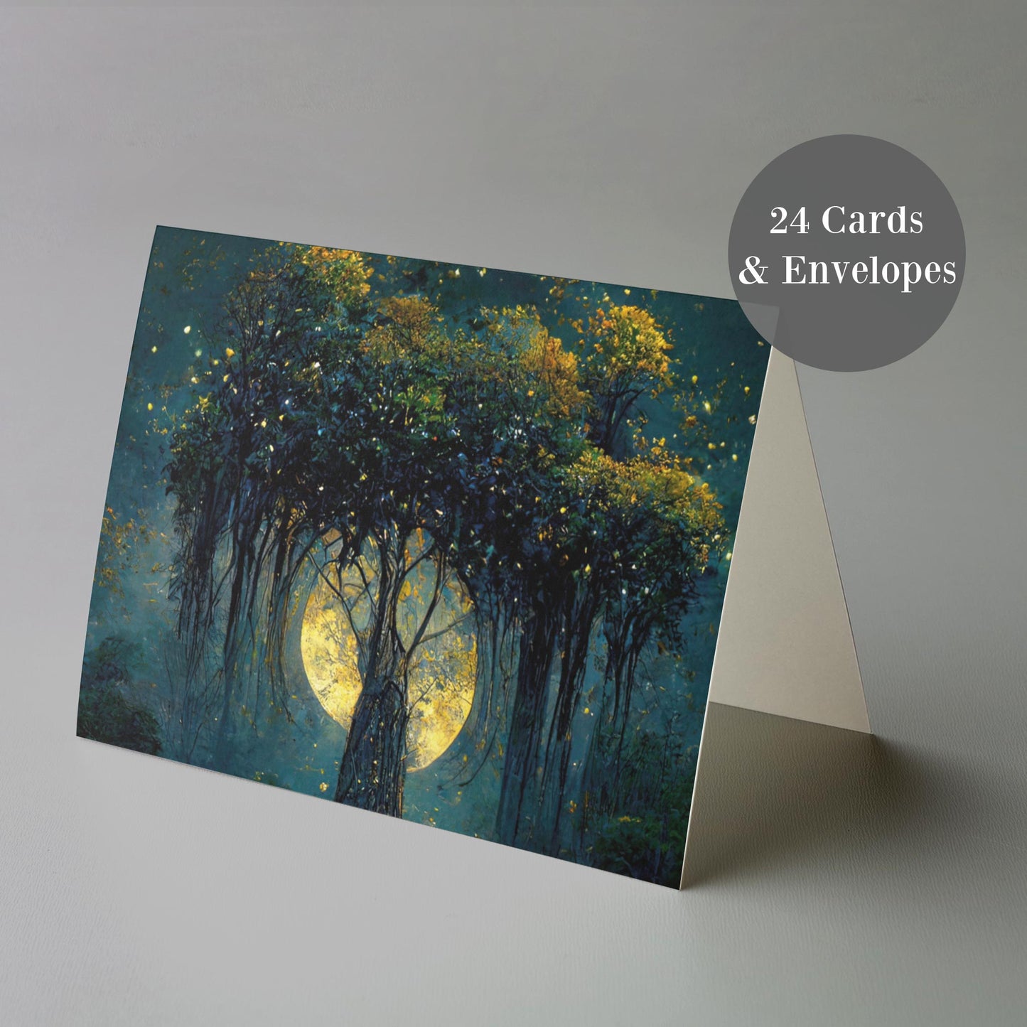 Mystical Tree in Moonlight Greeting Cards, Set of 24