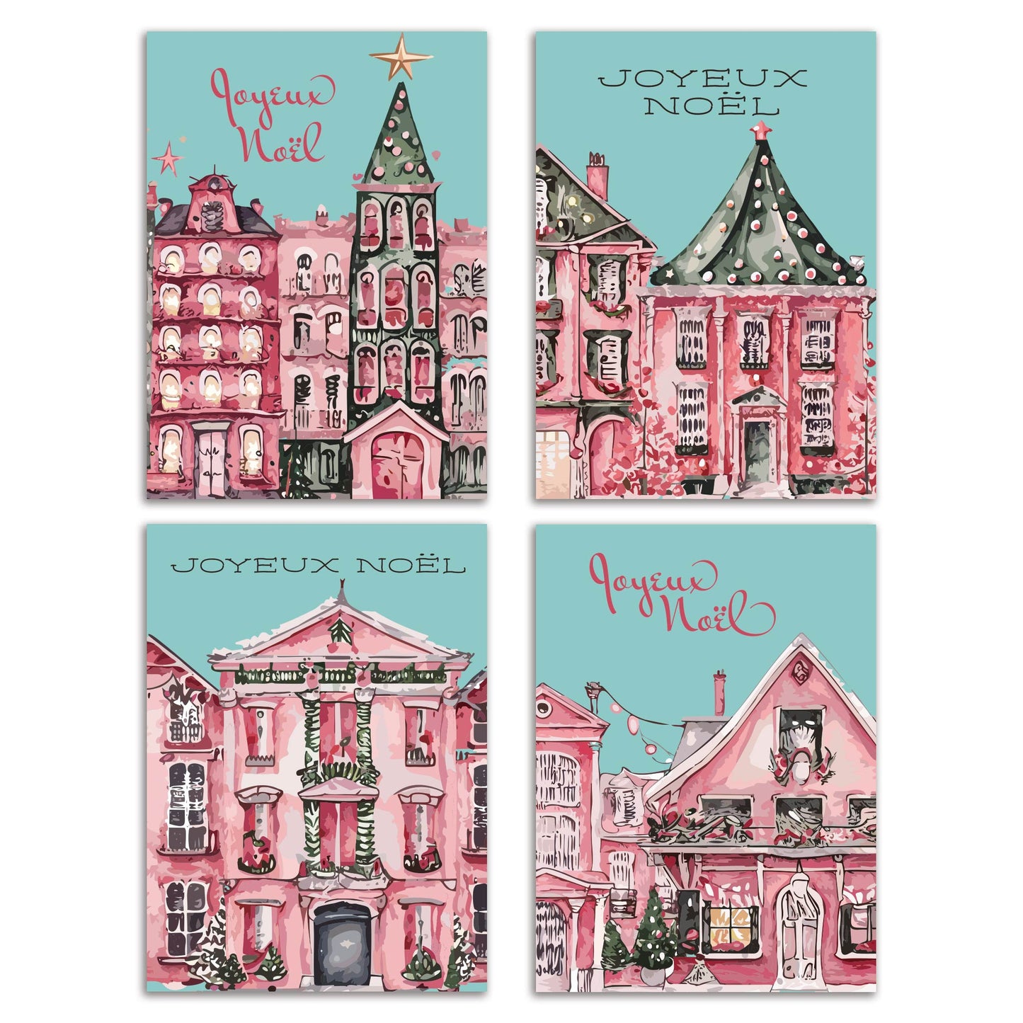 Joyeux Noël French Christmas Cards, Set of 24