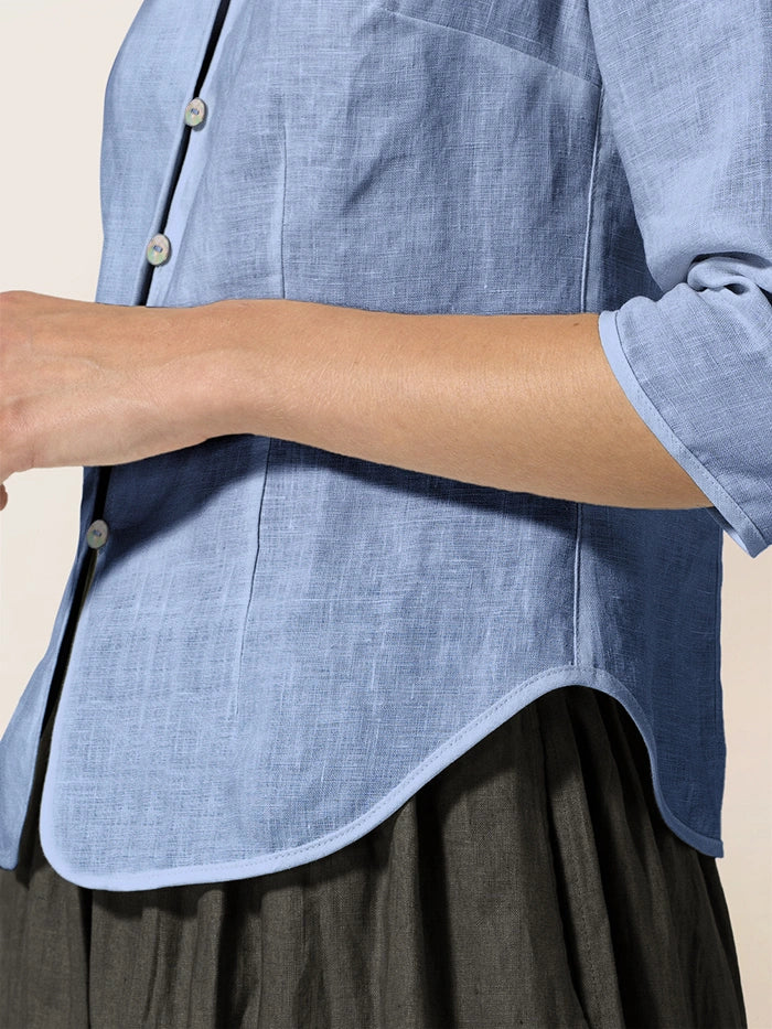 100% Linen Hand Button Fitted Jacket AMELIA