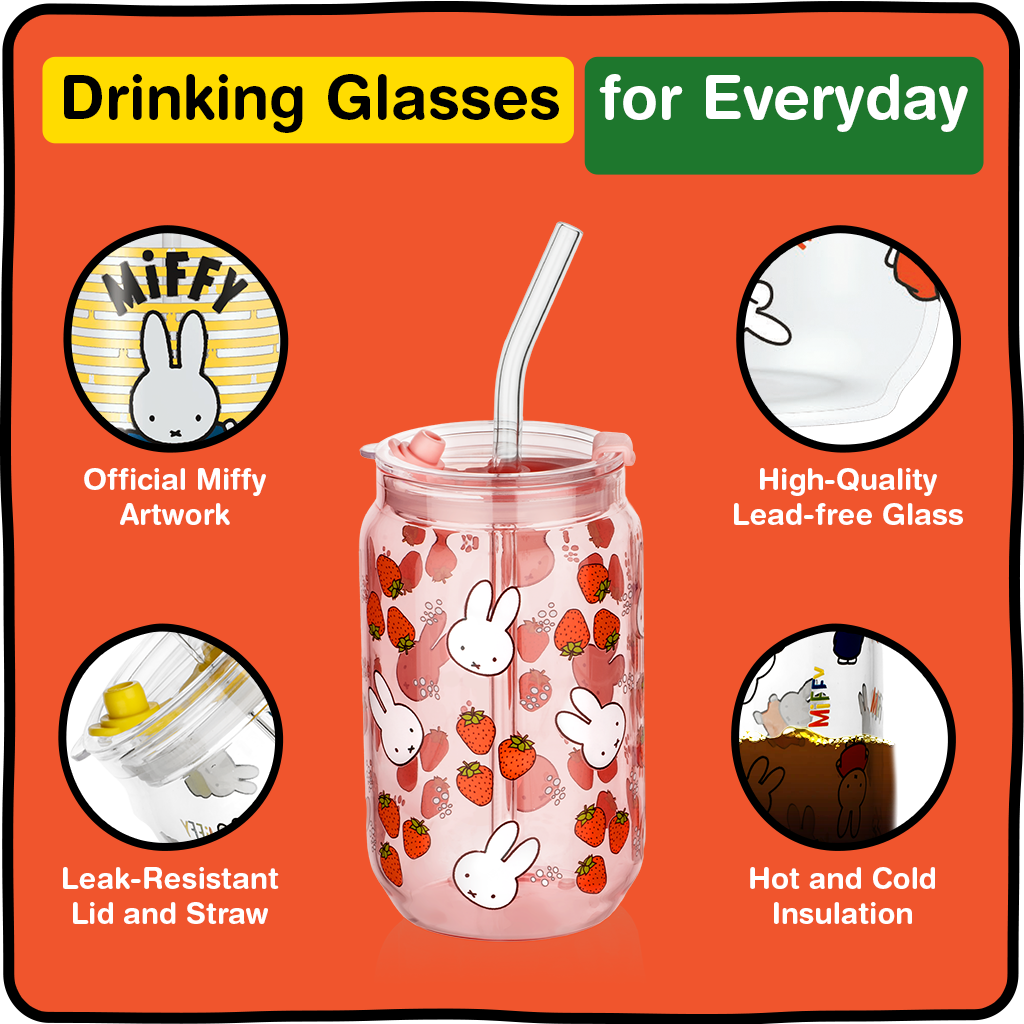 Miffy Strawberry Drinking Glasses - 16 oz