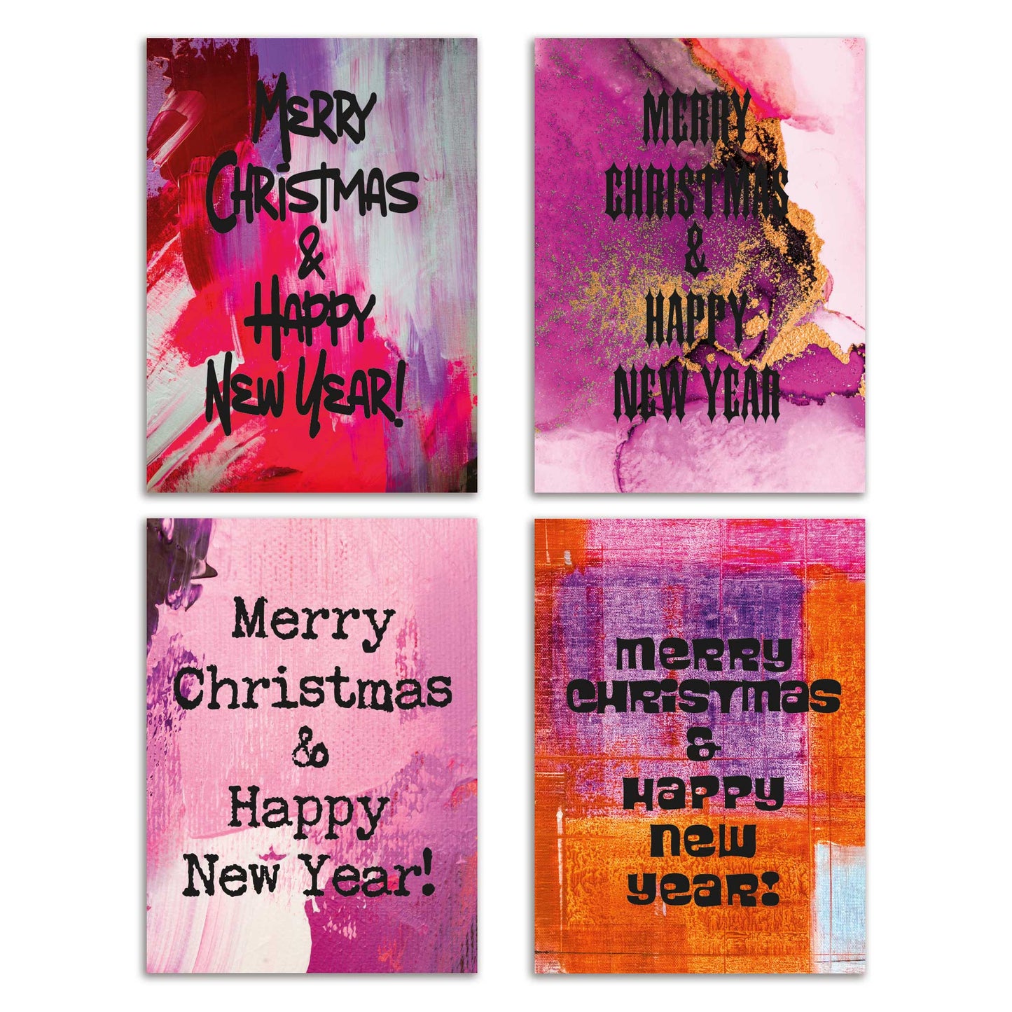 Merry Christmas and Happy Holidays Greeting Cards, Set of 24
