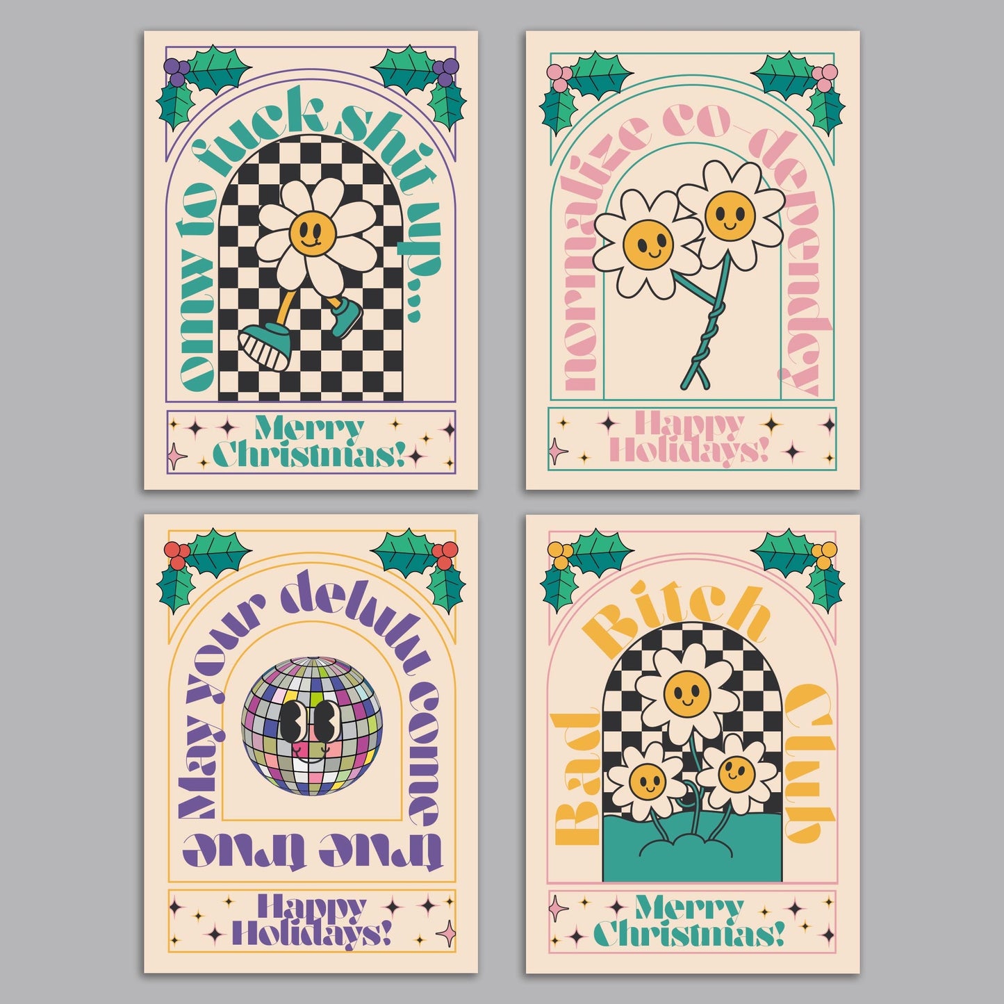 Disco Vibes Christmas Cards, Set of 24