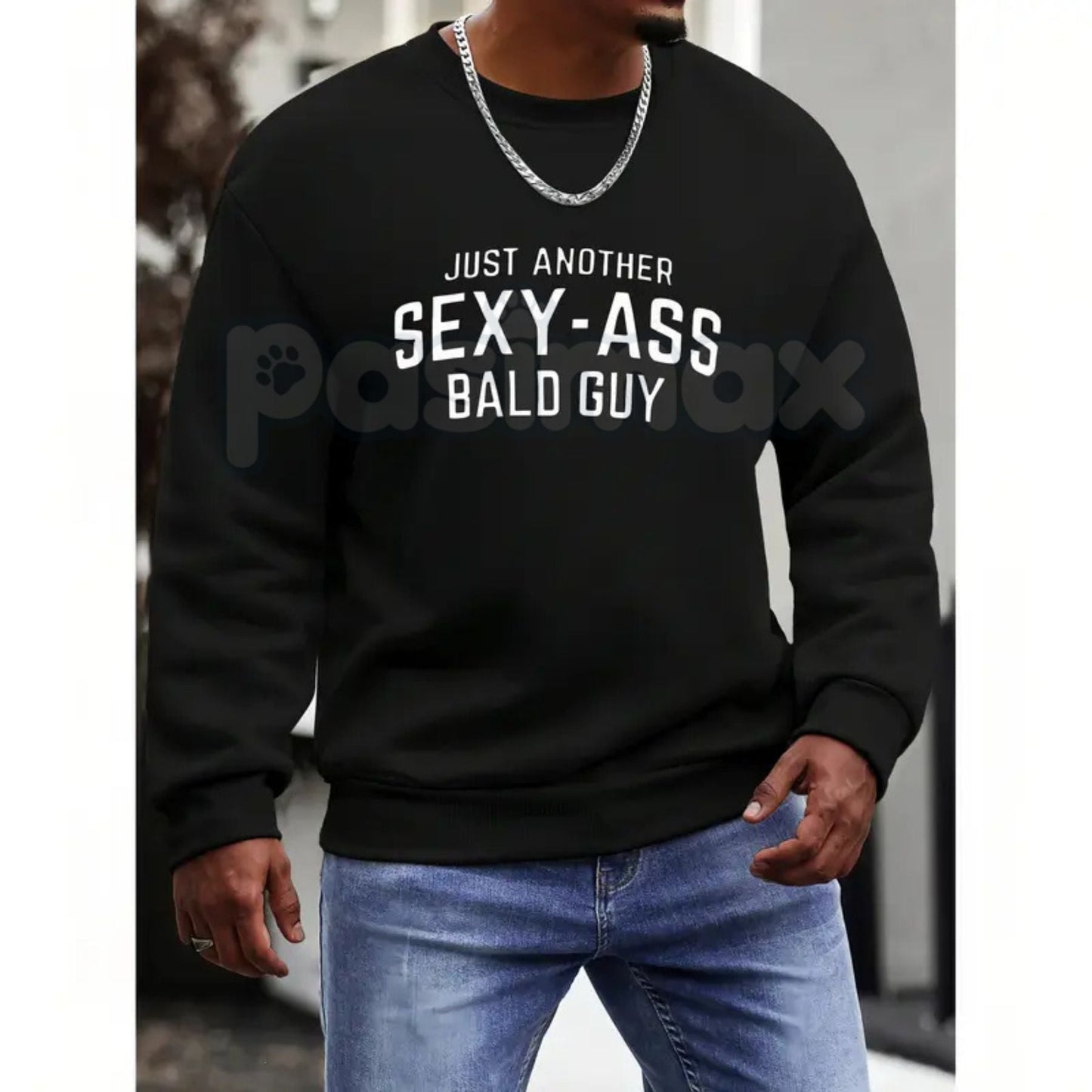 Bald Guy Print Men's Crew Neck – Fashionable Sports T-Shirt, Sweatshirt & Hoodie Collection