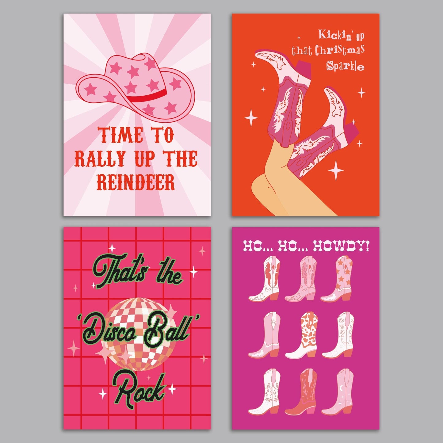 Disco Country Christmas Greeting Cards, Set of 24