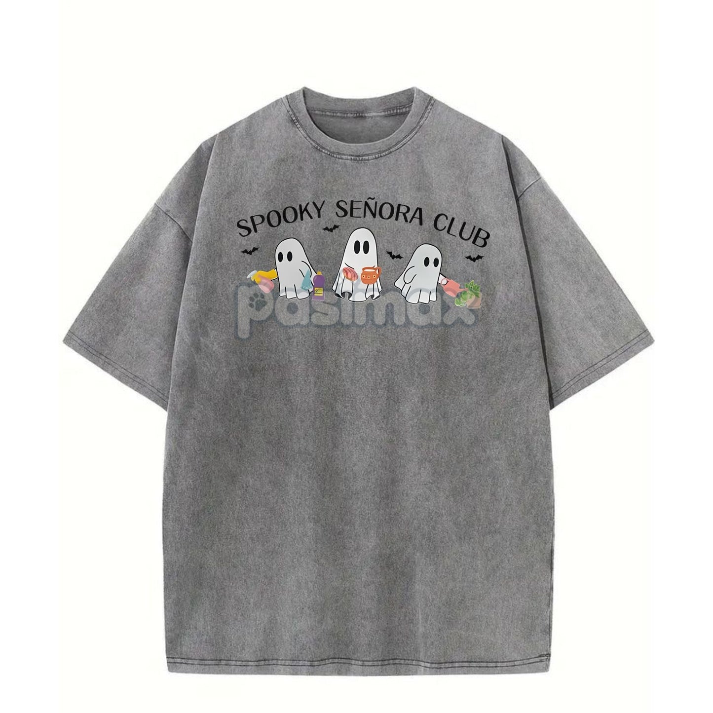 "Spooky Señora Club" Vintage Acid Wash T-Shirt – Unisex Graphic Shirt, Retro Vibe