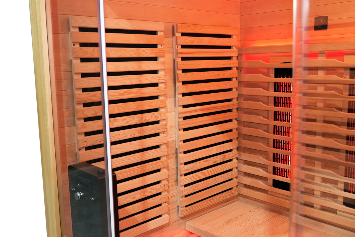 Blisspod | Venetian | Full Spectrum Indoor Premium Canadian Hemlock Ultra Low EMF Sauna | 11 Heaters | Chromotherapy & Reflexology | 3 Person