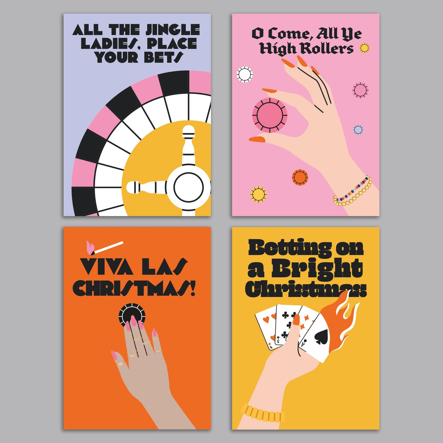 Vegas Christmas Greeting Cards, Set of 24