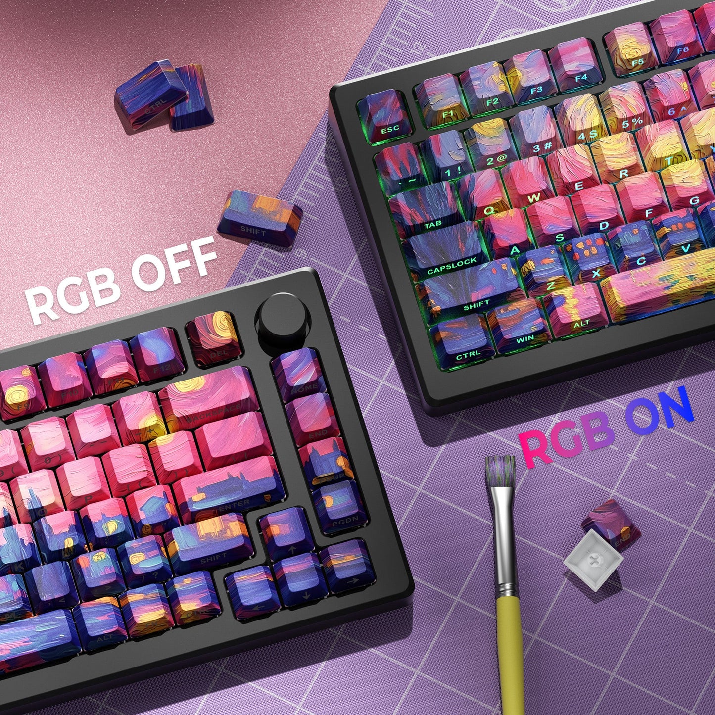 XVX  Van Gogh's Starry Night  Cherry Profile Double shot  Dye-Sub PBT Keycap Set 134-Key
