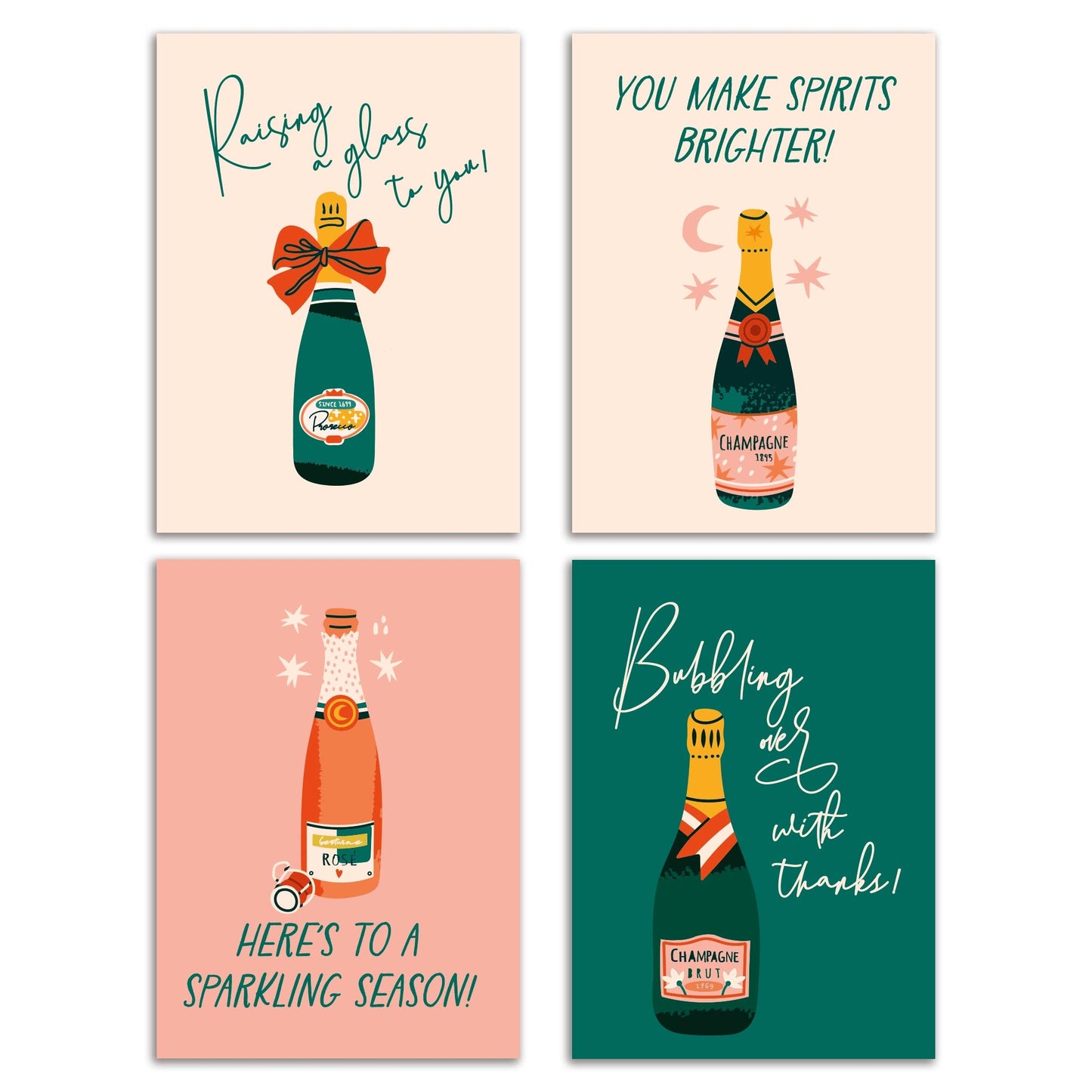Champagne Greeting Cards, Set of 24