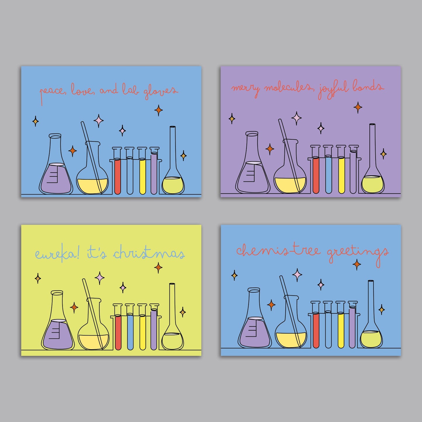 Scientist Christmas Greeting Cards, Set of 24