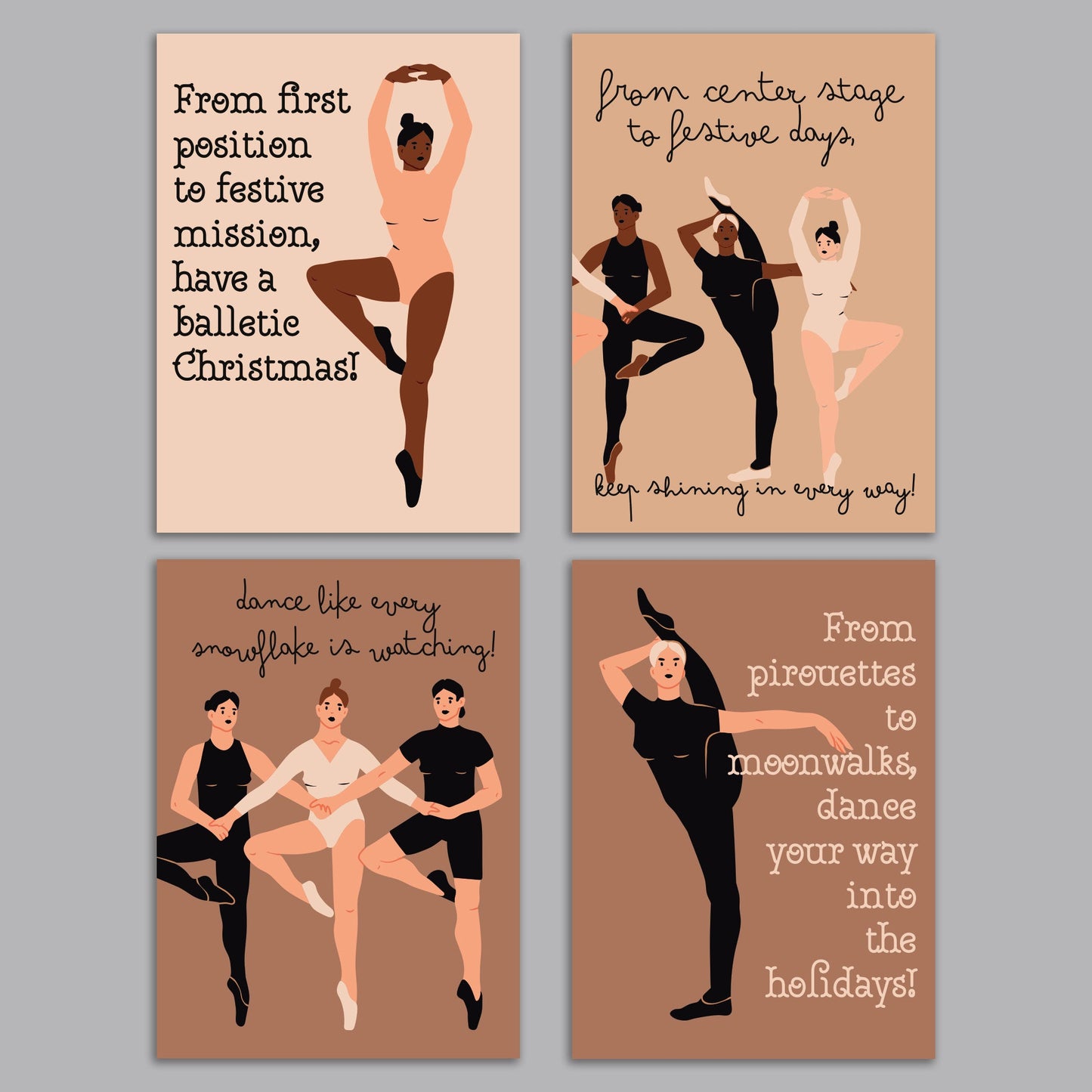 Ballet Dancers Christmas Cards, Set of 24