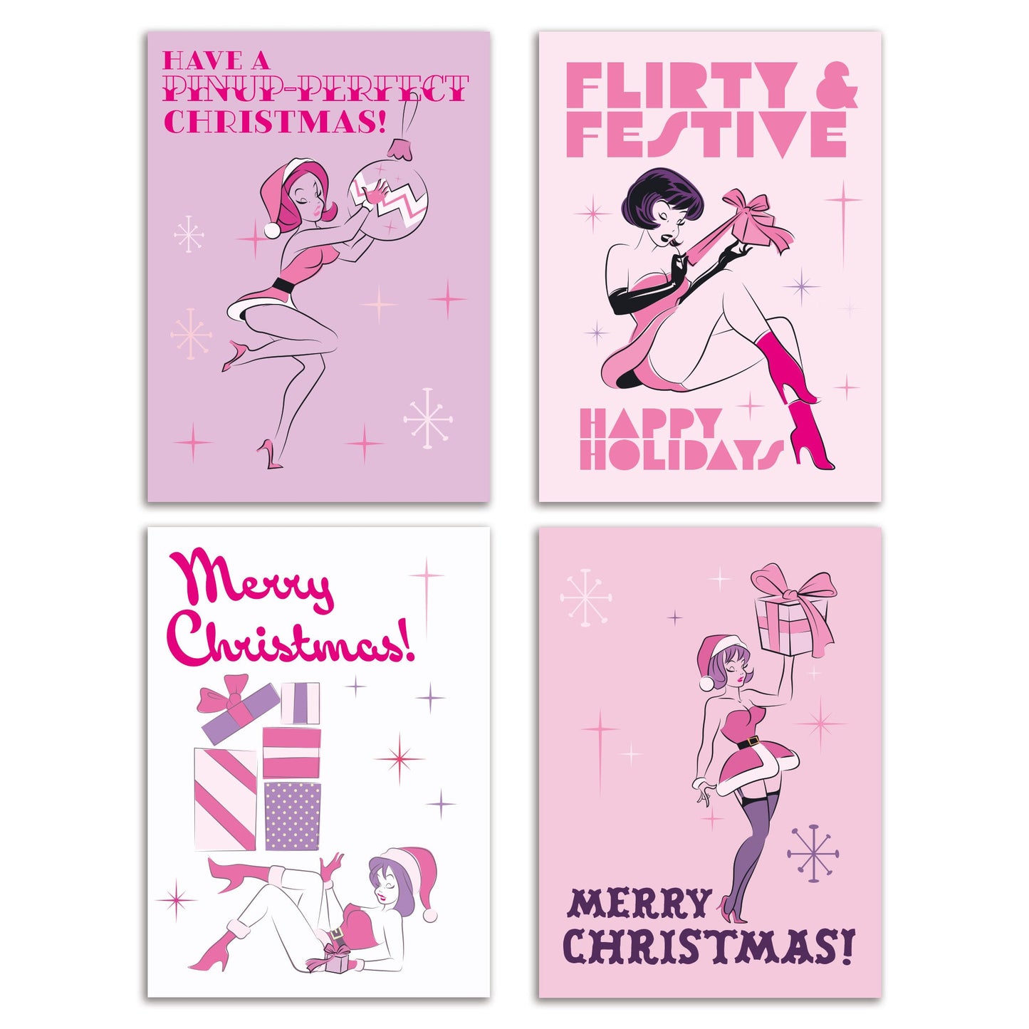 Pinup Vintage Christmas Cards, Set of 24