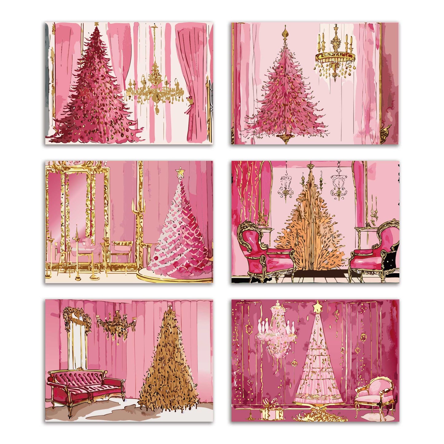 French Ballroom Christmas Cards, Set of 24