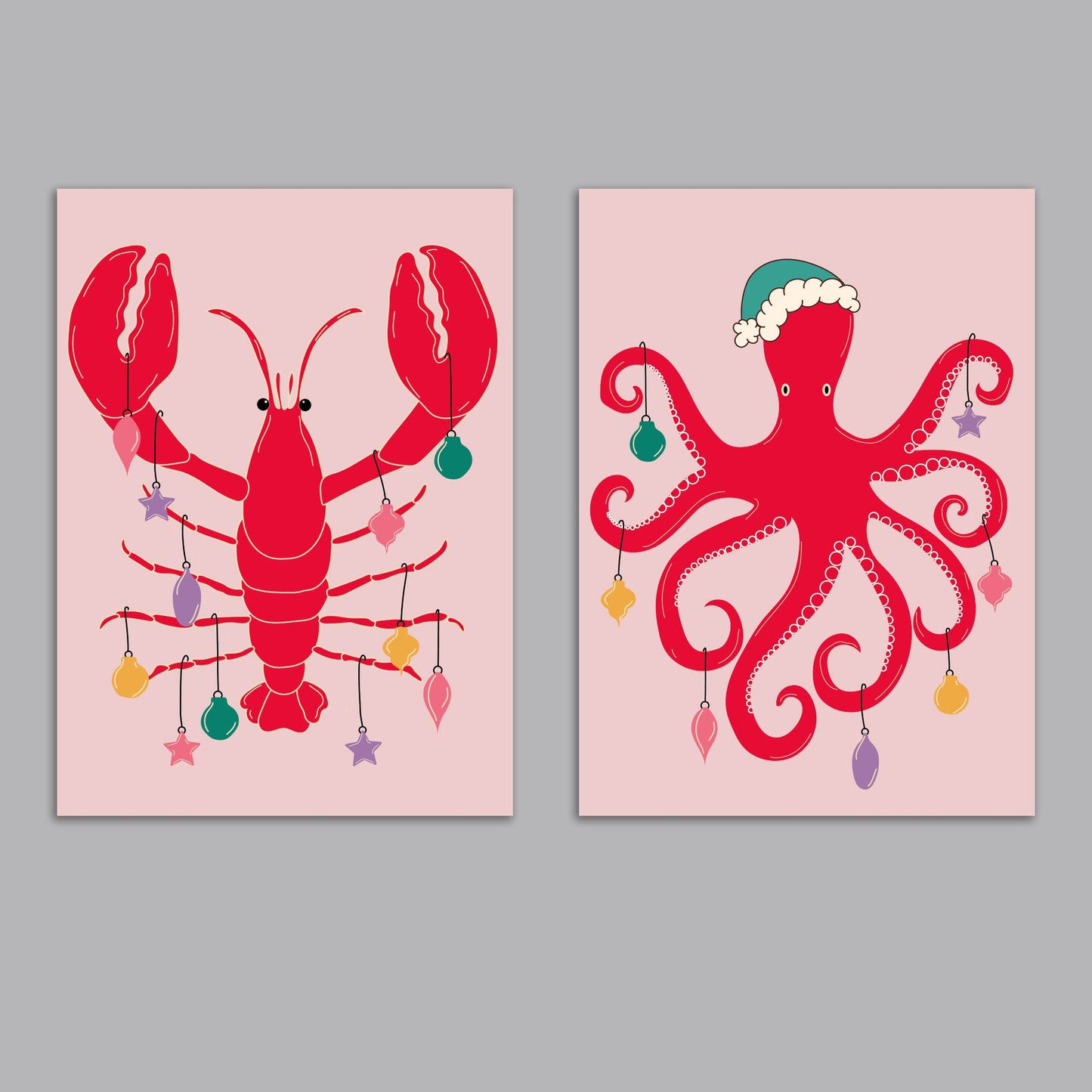 Sea-Sonal Holiday Greeting Cards, Set of 24