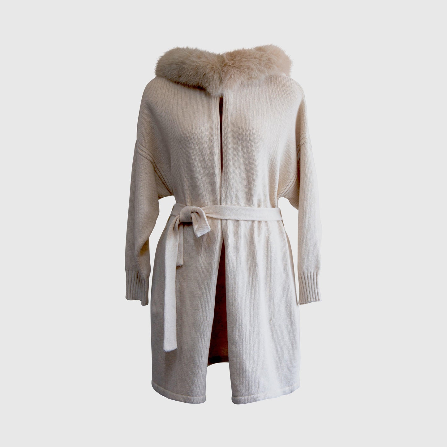Cashmere Wrap Cardigan with Fox Fur – Cashmere Cardigan, Fur Trim-0