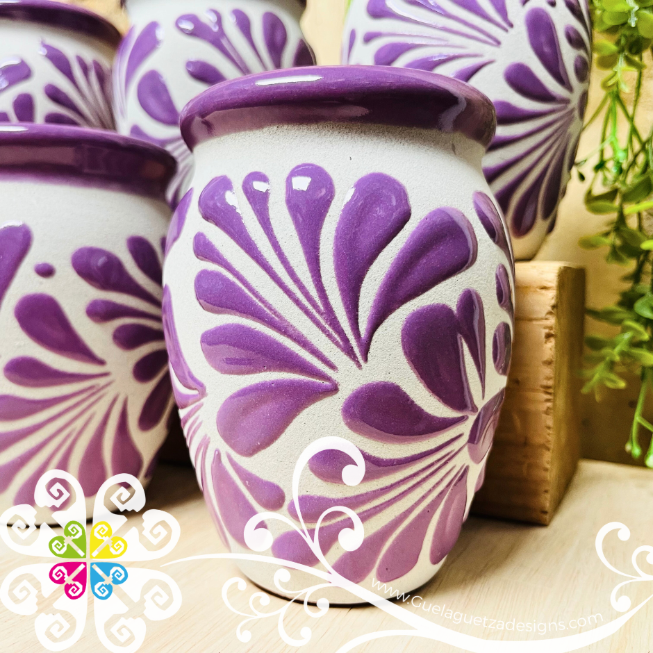 Set of Lilac Espiga Plumeado Cantarito Cup - Set Clay Cantarito