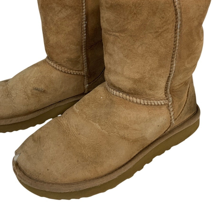 Ugg Womens Size 6 Tan Winter Boots Classic Short Fur Lined Round Toe Shoes