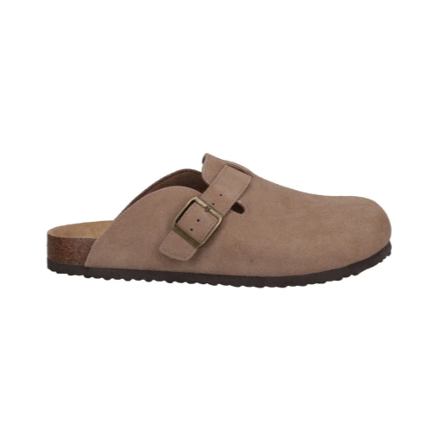 New In Box Khombu Mens Size 8 Taupe Faux Suede Damian Cork Slide On Mule Shoes
