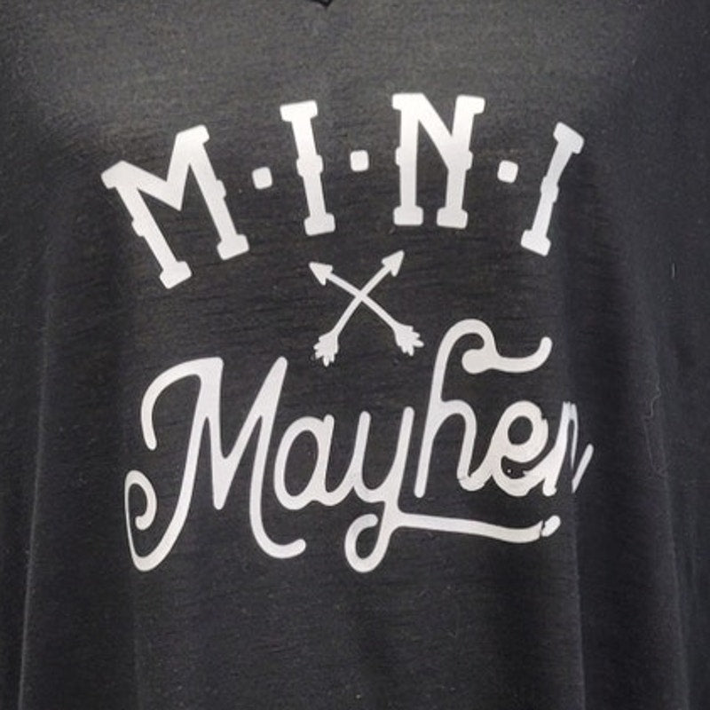 Hand Printed Upcycled Womens Small Mini Mayhem Cold Shoulder Fringed Shirt