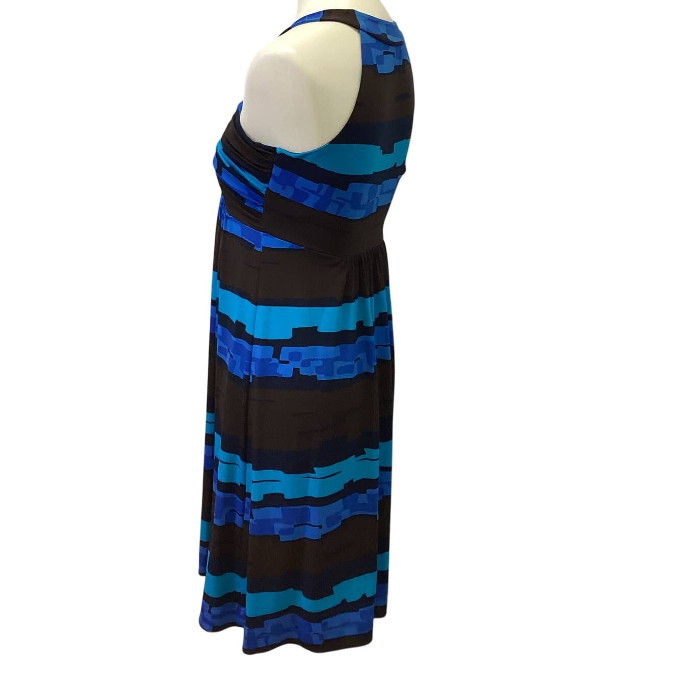 Calvin Klein Womens Size 4 Sleeveless PolyBlend Striped Fit Flare Strappy Dress