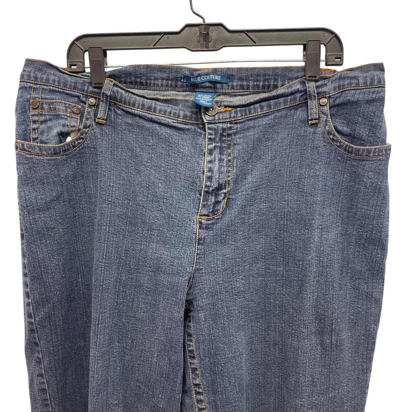 Blue Couture Size 18W Tall Straight Leg Stretch Cotton Blend Denim Blue Jeans