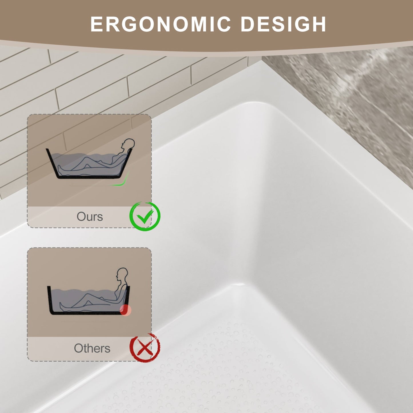 60" Acrylic Alcove Soaking Bathtub with Skirt - Glossy