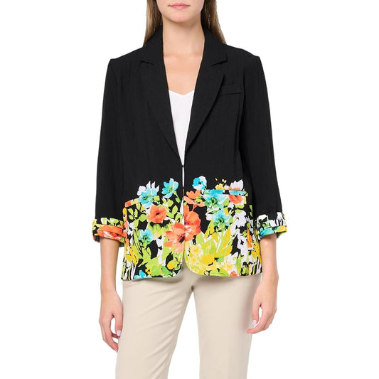 NWT New Multiples Womens Medium Floral 3/4 Sleeve Floral Blazer w Faux Pockets