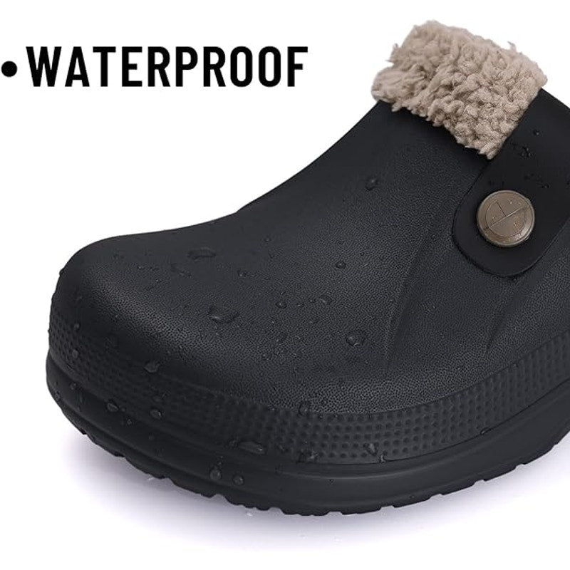 Beslip Womens Size 9 Black Clogs Fur Lined Round Closed Toe Slip On Shoes