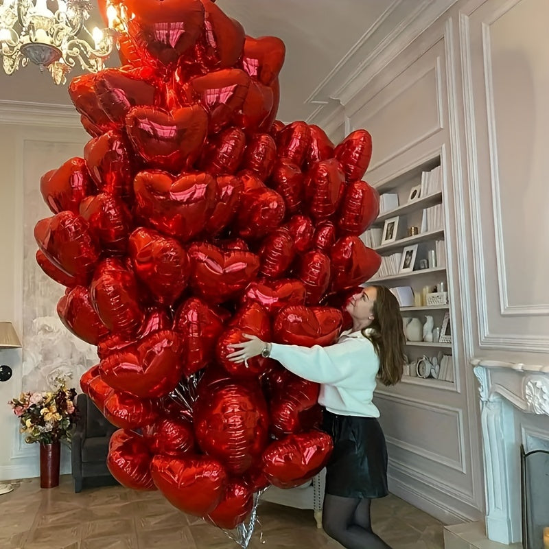 15pcs Red Heart Love Aluminum Balloons-1