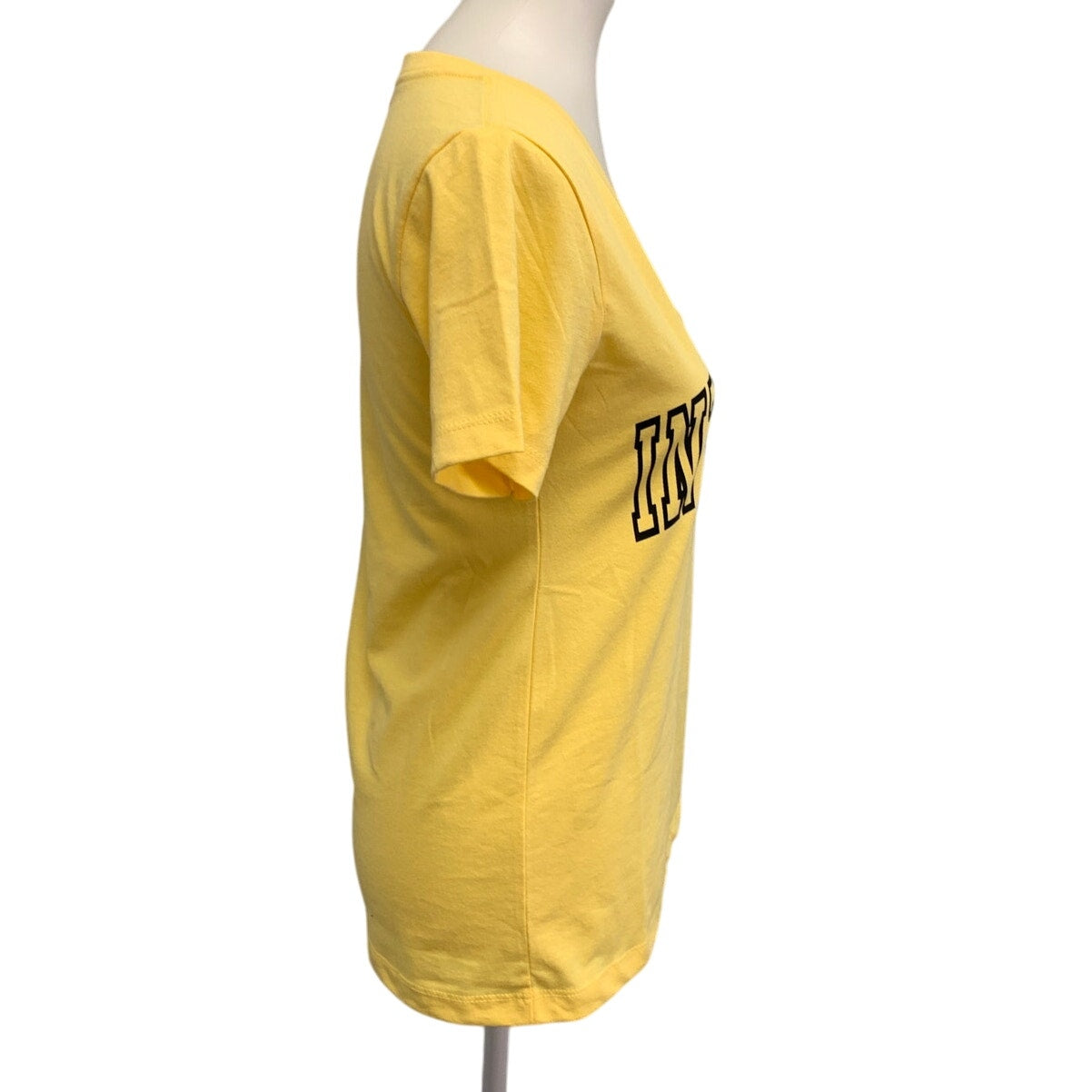 New Hand Printed Womens Medium Introvert V-Neck Short Sleeve Tee Shirt