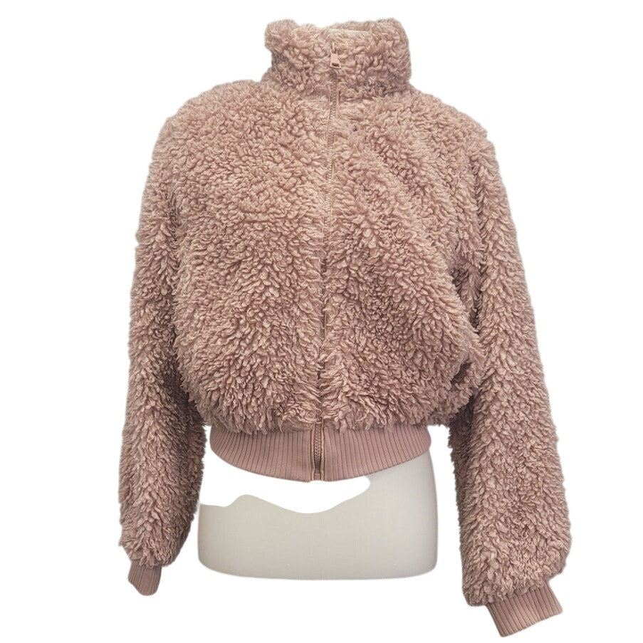 Love Tree Womens Small 100% Polyester Full Zip Long Sleeve Cropped Sherpa Jacket