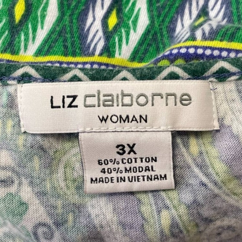 Liz Claiborne Woman 3X Plus Size Short Sleeve Cotton Blend Scoop Neck Tee Shirt