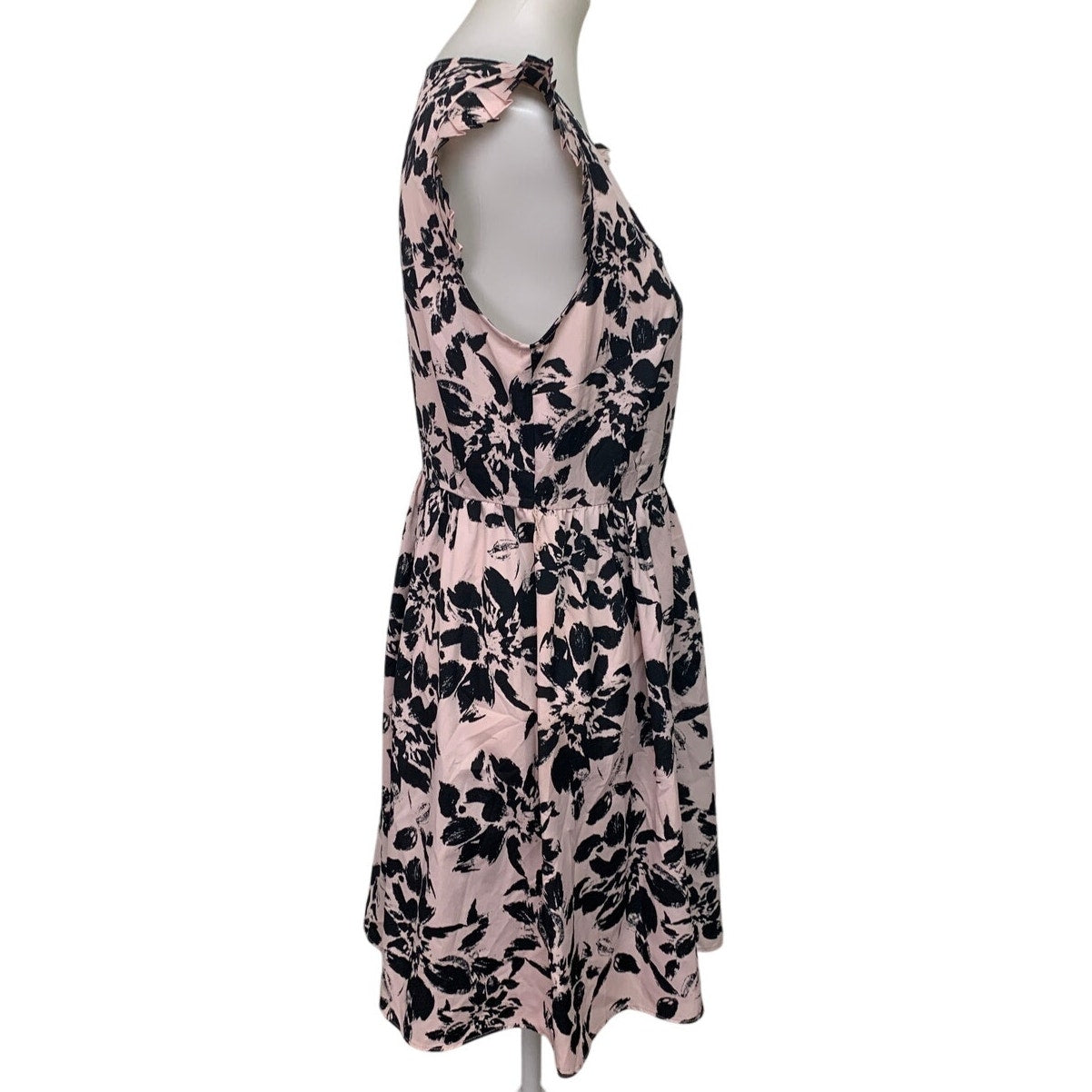 ELLE Womens Medium 100% Polyester Floral Sleeveless Fit n Flare Side Zip Dress
