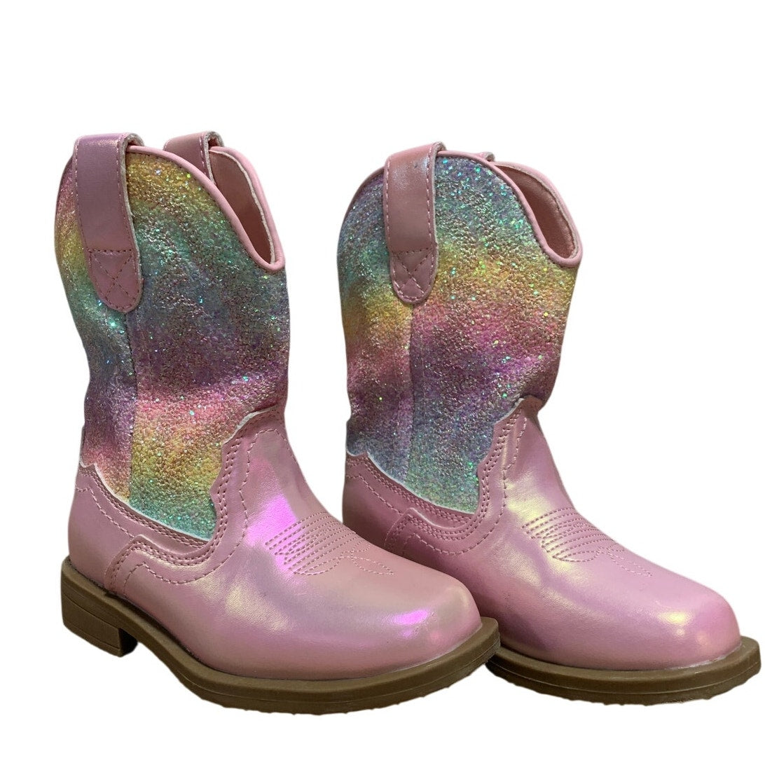 Dream Pairs Girls Size 7 Pastel Glitter Pull On Low Heel Western Cowboy Boots