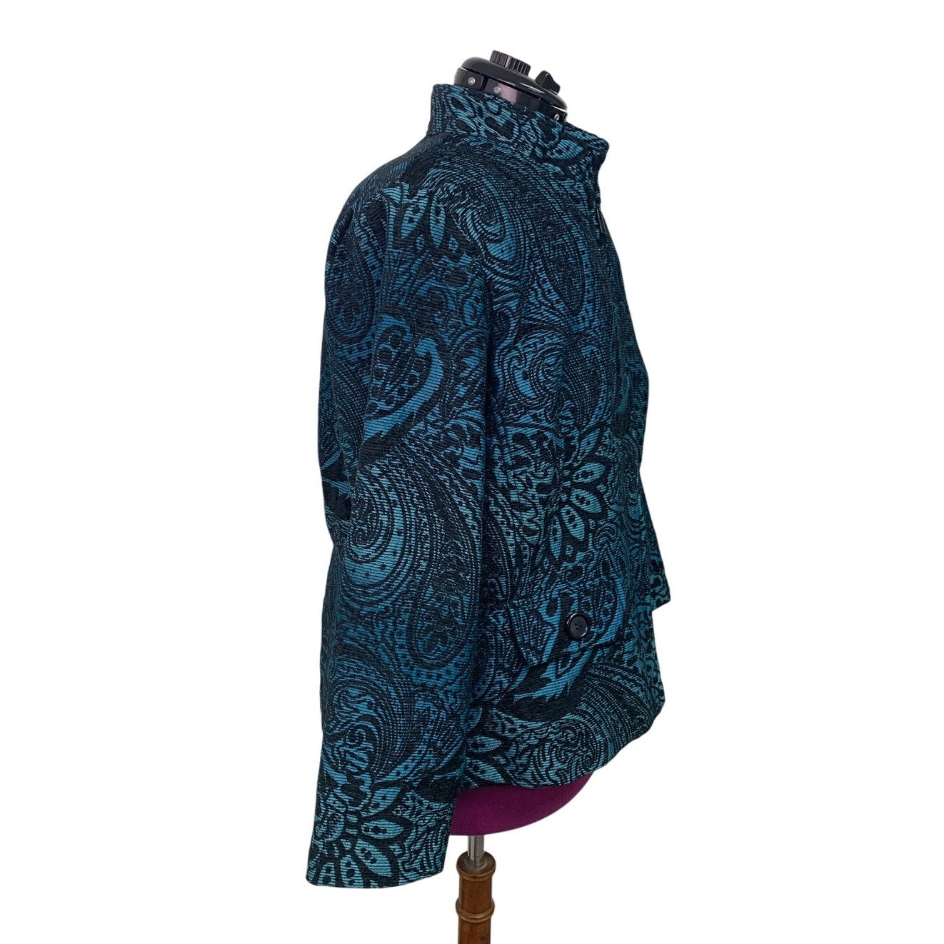 DressBarn Womens 22W 100& Polyester Abstract Floral Long Sleeve Front Zip Jacket