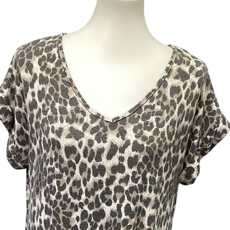 Jess Lea Womens Medium V-Neck Polyester Blend Animal Leopard  TShirt Maxi Dress