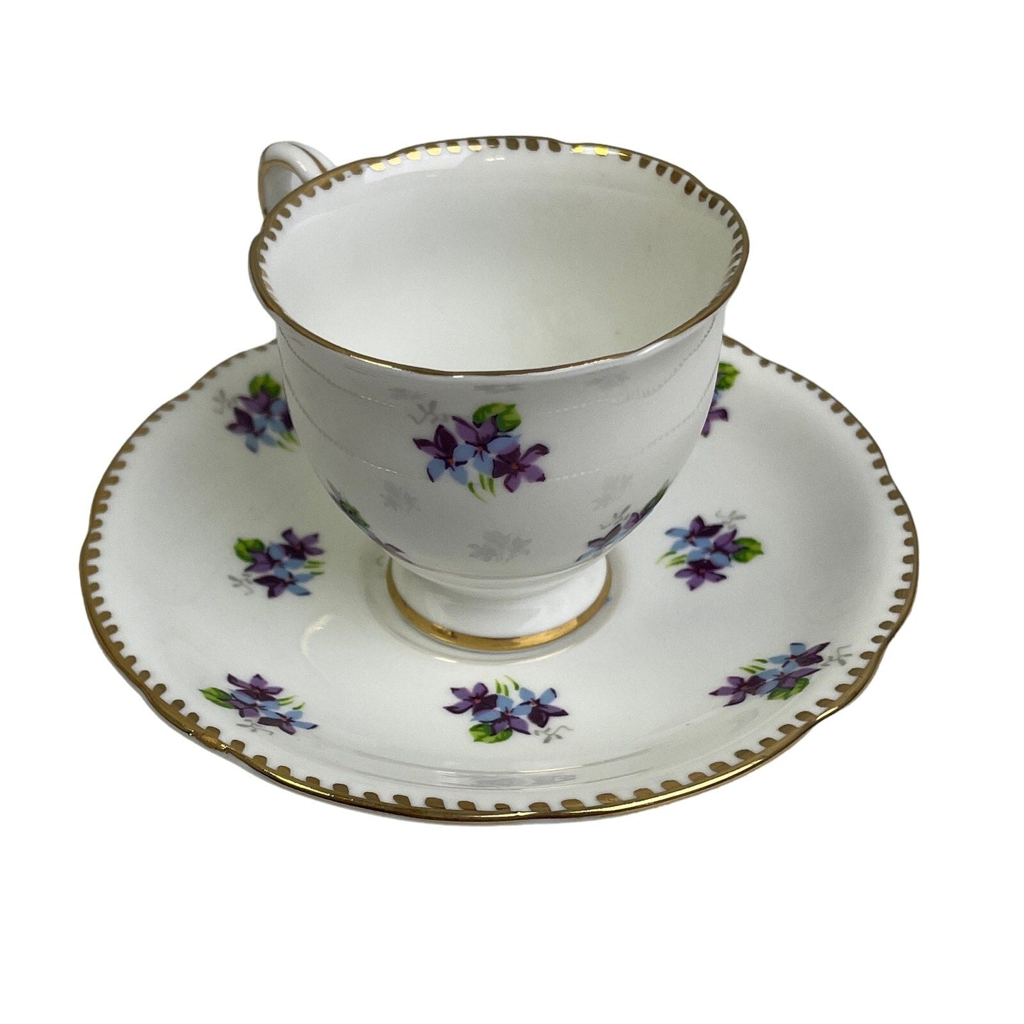 Vintage Royal Stafford Sweet Violets England Saucer Cup Bone China Teacup Set